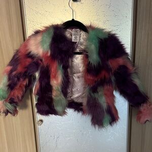 Disney Multicolor Faux Fur Kids Jacket